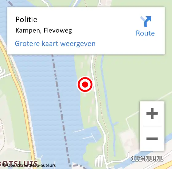 Locatie op kaart van de 112 melding: Politie Kampen, Flevoweg op 22 juli 2023 03:52