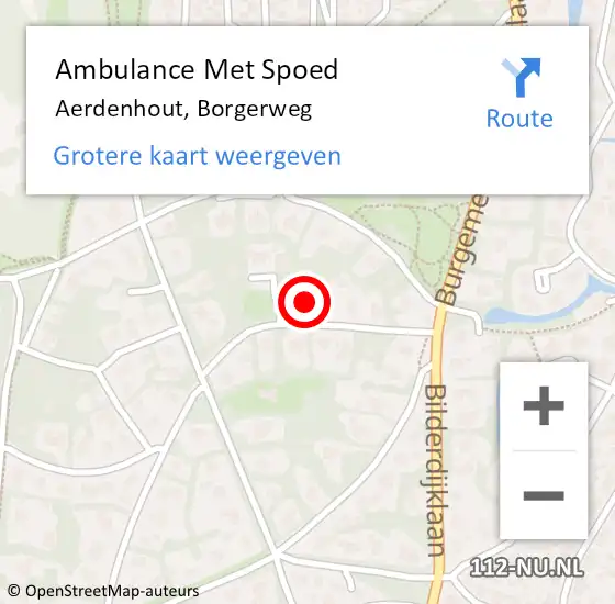 Locatie op kaart van de 112 melding: Ambulance Met Spoed Naar Aerdenhout, Borgerweg op 22 juli 2023 03:56