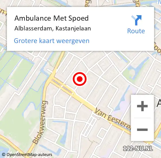Locatie op kaart van de 112 melding: Ambulance Met Spoed Naar Alblasserdam, Kastanjelaan op 22 juli 2023 04:03