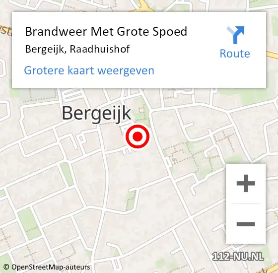 Locatie op kaart van de 112 melding: Brandweer Met Grote Spoed Naar Bergeijk, Raadhuishof op 22 juli 2023 04:14