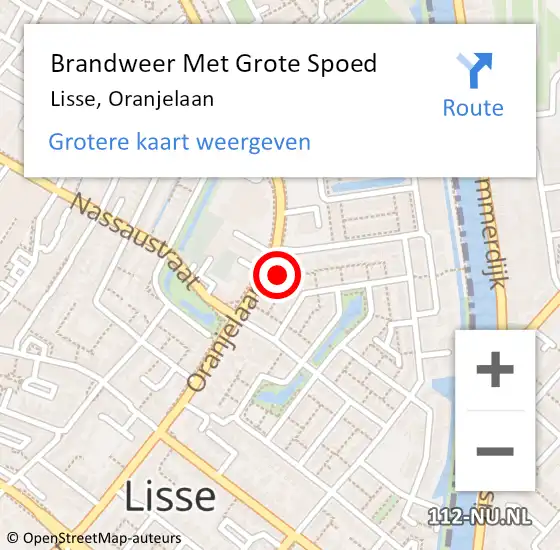 Locatie op kaart van de 112 melding: Brandweer Met Grote Spoed Naar Lisse, Oranjelaan op 22 juli 2023 04:24