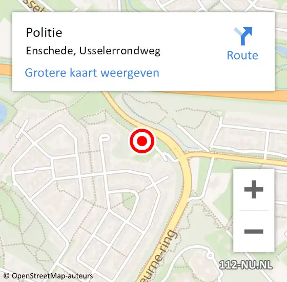 Locatie op kaart van de 112 melding: Politie Enschede, Usselerrondweg op 22 juli 2023 04:48