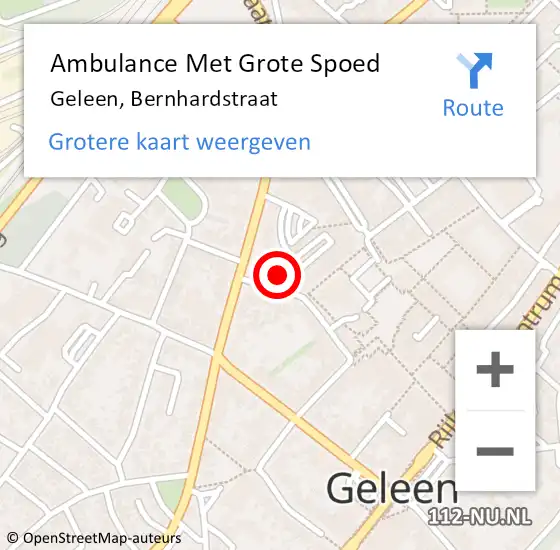 Locatie op kaart van de 112 melding: Ambulance Met Grote Spoed Naar Geleen, Bernhardstraat op 2 september 2014 14:13