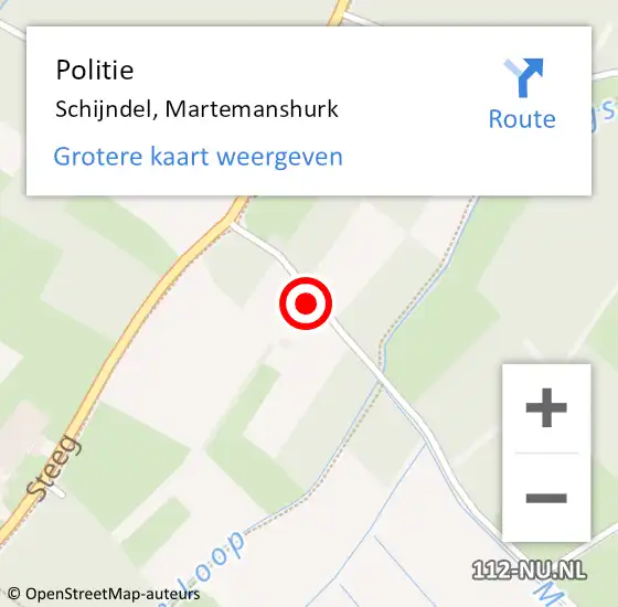 Locatie op kaart van de 112 melding: Politie Schijndel, Martemanshurk op 22 juli 2023 06:31