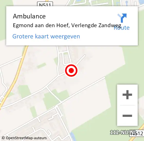 Locatie op kaart van de 112 melding: Ambulance Egmond aan den Hoef, Verlengde Zandweg op 22 juli 2023 07:39