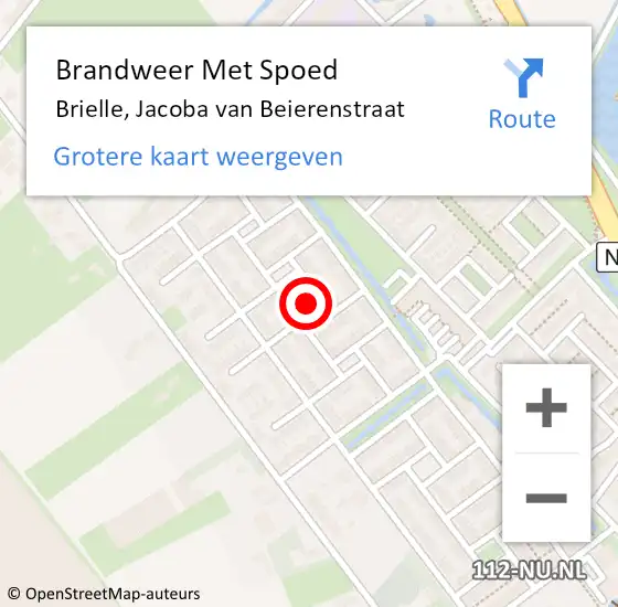 Locatie op kaart van de 112 melding: Brandweer Met Spoed Naar Brielle, Jacoba van Beierenstraat op 22 juli 2023 07:56