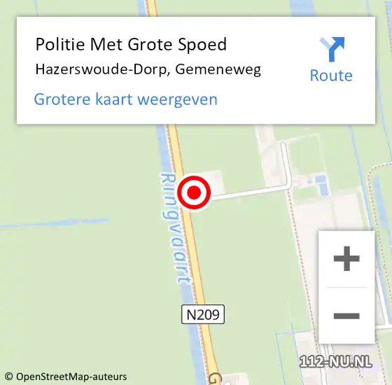 Locatie op kaart van de 112 melding: Politie Met Grote Spoed Naar Hazerswoude-Dorp, Gemeneweg op 22 juli 2023 08:50