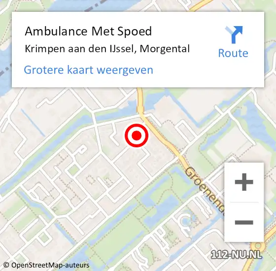 Locatie op kaart van de 112 melding: Ambulance Met Spoed Naar Krimpen aan den IJssel, Morgental op 22 juli 2023 09:05