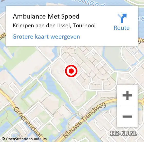 Locatie op kaart van de 112 melding: Ambulance Met Spoed Naar Krimpen aan den IJssel, Tournooi op 22 juli 2023 09:21