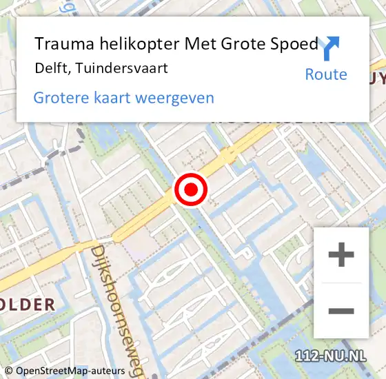 Locatie op kaart van de 112 melding: Trauma helikopter Met Grote Spoed Naar Delft, Tuindersvaart op 22 juli 2023 09:42