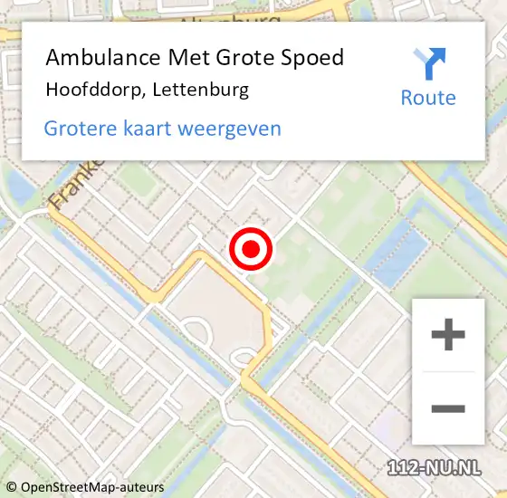 Locatie op kaart van de 112 melding: Ambulance Met Grote Spoed Naar Hoofddorp, Lettenburg op 22 juli 2023 10:01