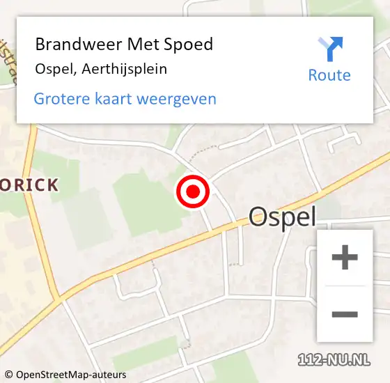 Locatie op kaart van de 112 melding: Brandweer Met Spoed Naar Ospel, Aerthijsplein op 22 juli 2023 10:05