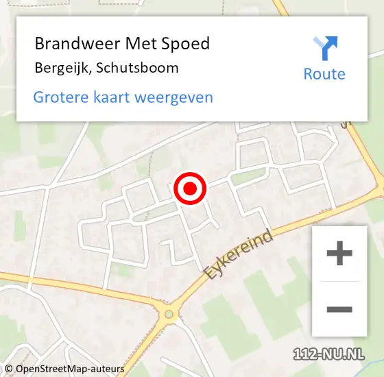 Locatie op kaart van de 112 melding: Brandweer Met Spoed Naar Bergeijk, Schutsboom op 22 juli 2023 10:14