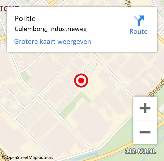 Locatie op kaart van de 112 melding: Politie Culemborg, Industrieweg op 22 juli 2023 10:36