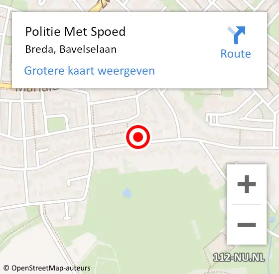 Locatie op kaart van de 112 melding: Politie Met Spoed Naar Breda, Bavelselaan op 22 juli 2023 10:42