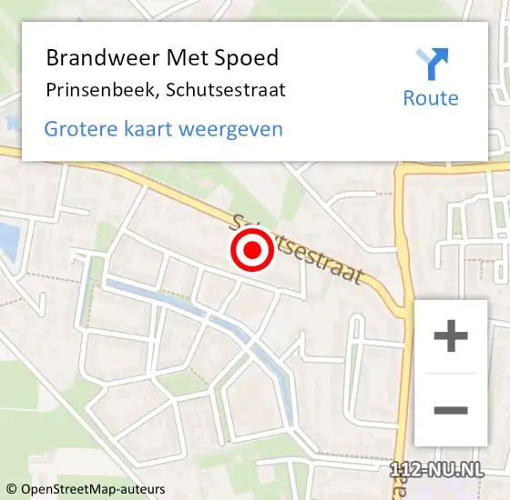 Locatie op kaart van de 112 melding: Brandweer Met Spoed Naar Prinsenbeek, Schutsestraat op 22 juli 2023 10:48