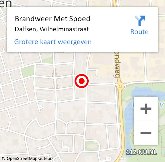 Locatie op kaart van de 112 melding: Brandweer Met Spoed Naar Dalfsen, Wilhelminastraat op 22 juli 2023 11:16