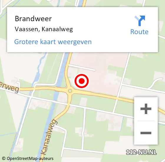 Locatie op kaart van de 112 melding: Brandweer Vaassen, Kanaalweg op 22 juli 2023 11:24