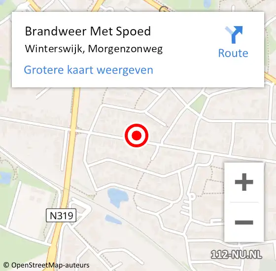 Locatie op kaart van de 112 melding: Brandweer Met Spoed Naar Winterswijk, Morgenzonweg op 22 juli 2023 12:04