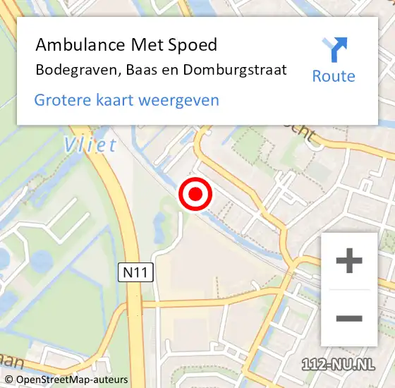 Locatie op kaart van de 112 melding: Ambulance Met Spoed Naar Bodegraven, Baas en Domburgstraat op 22 juli 2023 12:32