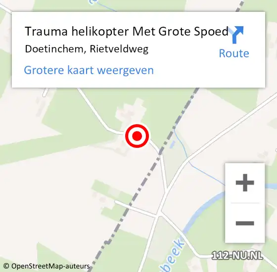 Locatie op kaart van de 112 melding: Trauma helikopter Met Grote Spoed Naar Doetinchem, Rietveldweg op 22 juli 2023 12:51