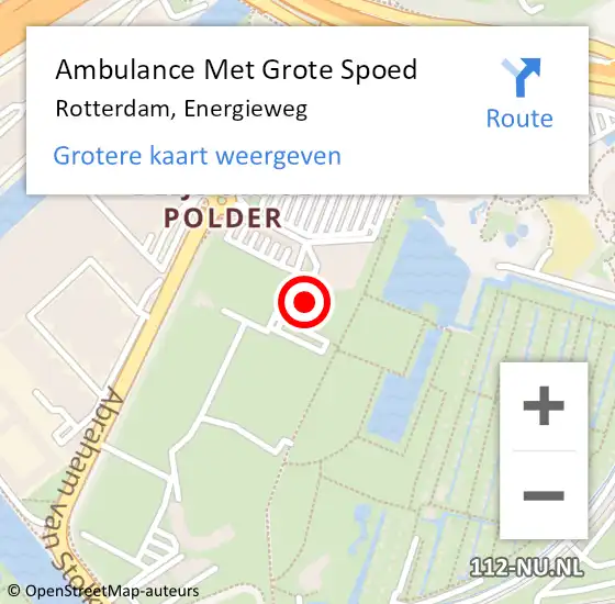 Locatie op kaart van de 112 melding: Ambulance Met Grote Spoed Naar Rotterdam, Energieweg op 22 juli 2023 13:27