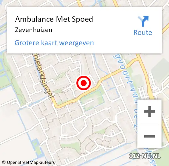 Locatie op kaart van de 112 melding: Ambulance Met Spoed Naar Zevenhuizen op 22 juli 2023 13:32