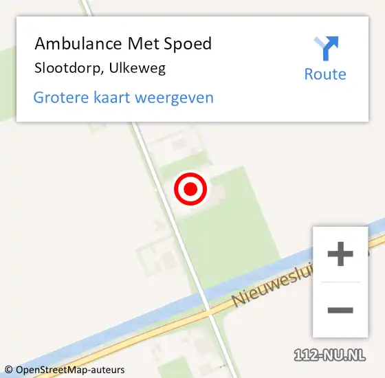 Locatie op kaart van de 112 melding: Ambulance Met Spoed Naar Slootdorp, Ulkeweg op 22 juli 2023 13:53