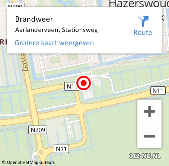 Locatie op kaart van de 112 melding: Brandweer Aarlanderveen, Stationsweg op 22 juli 2023 13:58