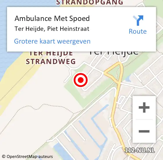 Locatie op kaart van de 112 melding: Ambulance Met Spoed Naar Ter Heijde, Piet Heinstraat op 22 juli 2023 13:58