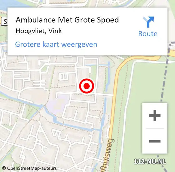 Locatie op kaart van de 112 melding: Ambulance Met Grote Spoed Naar Hoogvliet, Vink op 22 juli 2023 14:04