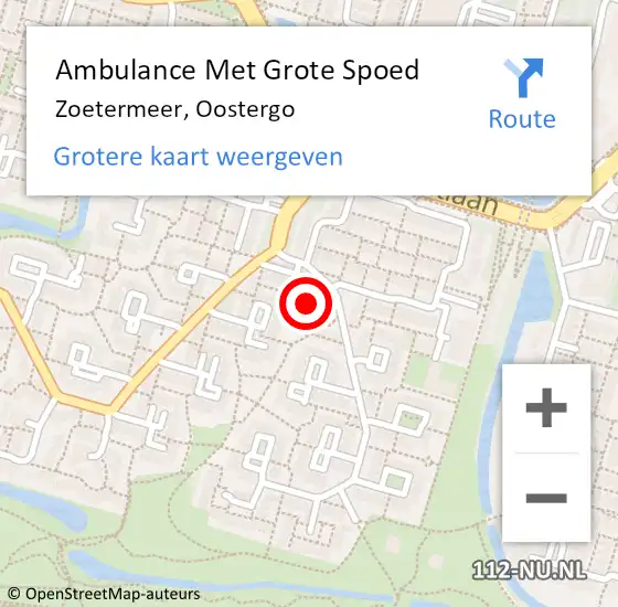 Locatie op kaart van de 112 melding: Ambulance Met Grote Spoed Naar Zoetermeer, Oostergo op 22 juli 2023 14:32