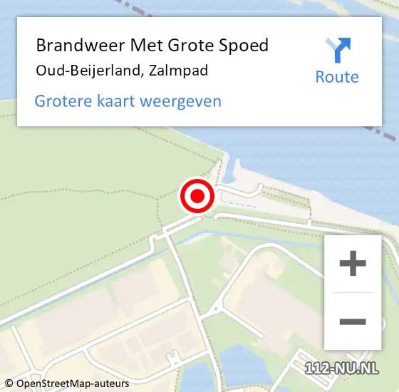 Locatie op kaart van de 112 melding: Brandweer Met Grote Spoed Naar Oud-Beijerland, Zalmpad op 22 juli 2023 14:43