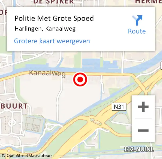 Locatie op kaart van de 112 melding: Politie Met Grote Spoed Naar Harlingen, Kanaalweg op 22 juli 2023 14:55