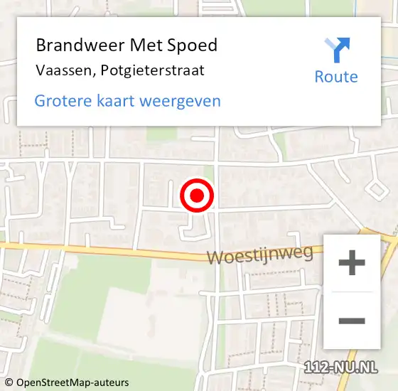 Locatie op kaart van de 112 melding: Brandweer Met Spoed Naar Vaassen, Potgieterstraat op 22 juli 2023 15:03