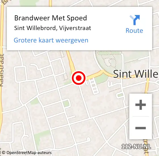 Locatie op kaart van de 112 melding: Brandweer Met Spoed Naar Sint Willebrord, Vijverstraat op 22 juli 2023 15:09