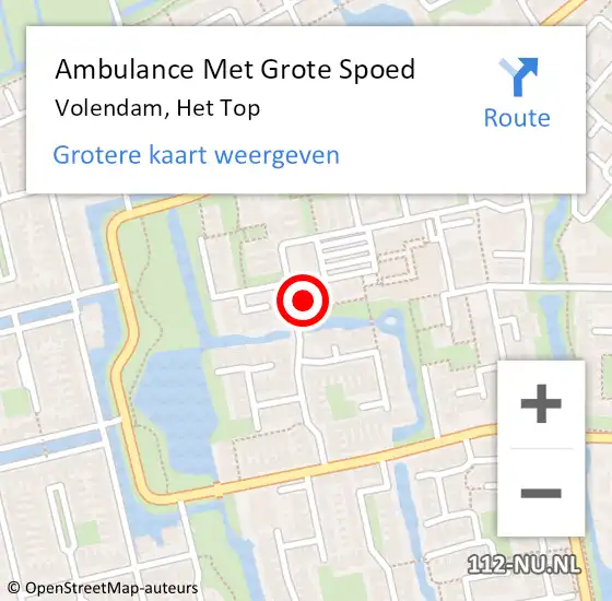 Locatie op kaart van de 112 melding: Ambulance Met Grote Spoed Naar Volendam, Het Top op 22 juli 2023 15:09