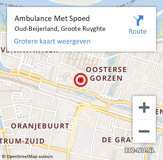 Locatie op kaart van de 112 melding: Ambulance Met Spoed Naar Oud-Beijerland, Groote Ruyghte op 22 juli 2023 16:18