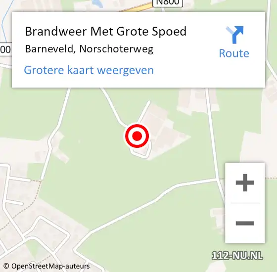 Locatie op kaart van de 112 melding: Brandweer Met Grote Spoed Naar Barneveld, Norschoterweg op 22 juli 2023 16:25