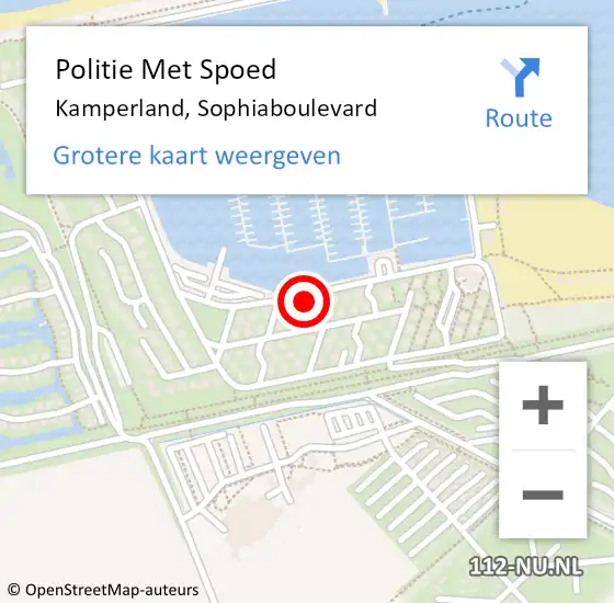Locatie op kaart van de 112 melding: Politie Met Spoed Naar Kamperland, Sophiaboulevard op 22 juli 2023 16:27