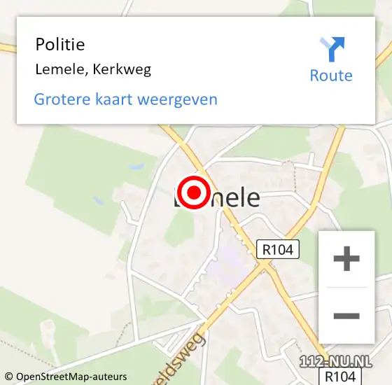 Locatie op kaart van de 112 melding: Politie Lemele, Kerkweg op 22 juli 2023 16:48