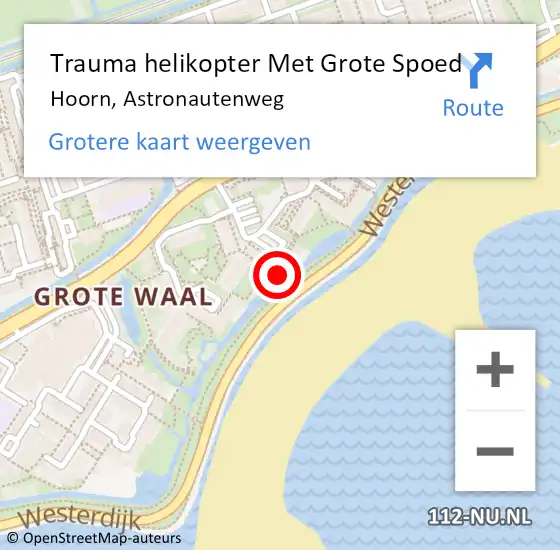 Locatie op kaart van de 112 melding: Trauma helikopter Met Grote Spoed Naar Hoorn, Astronautenweg op 22 juli 2023 17:20