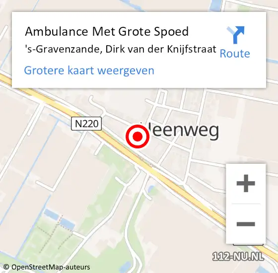 Locatie op kaart van de 112 melding: Ambulance Met Grote Spoed Naar 's-Gravenzande, Dirk van der Knijfstraat op 22 juli 2023 17:32