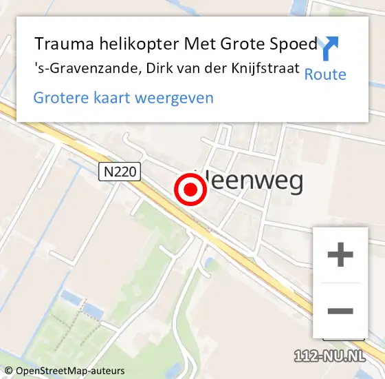 Locatie op kaart van de 112 melding: Trauma helikopter Met Grote Spoed Naar 's-Gravenzande, Dirk van der Knijfstraat op 22 juli 2023 17:37