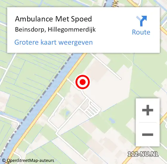 Locatie op kaart van de 112 melding: Ambulance Met Spoed Naar Beinsdorp, Hillegommerdijk op 22 juli 2023 17:45