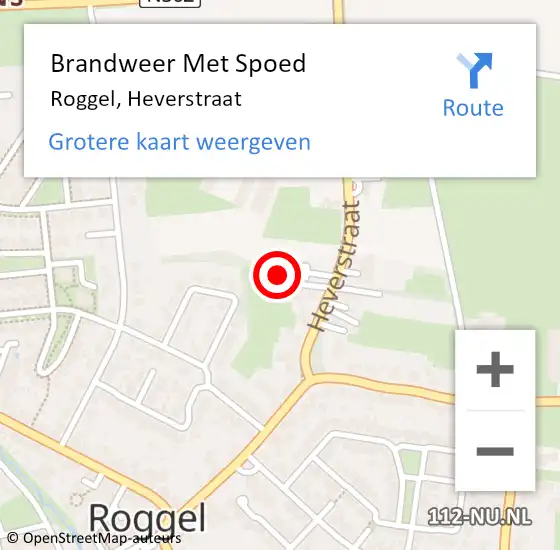 Locatie op kaart van de 112 melding: Brandweer Met Spoed Naar Roggel, Heverstraat op 22 juli 2023 18:00