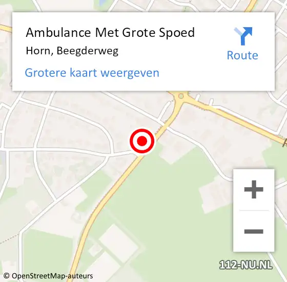 Locatie op kaart van de 112 melding: Ambulance Met Grote Spoed Naar Horn, Beegderweg op 22 juli 2023 18:00