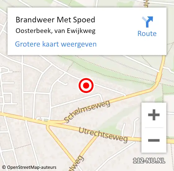 Locatie op kaart van de 112 melding: Brandweer Met Spoed Naar Oosterbeek, van Ewijkweg op 22 juli 2023 18:10