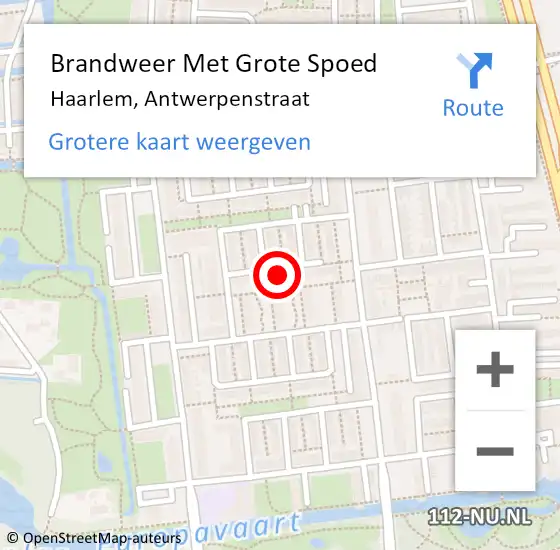 Locatie op kaart van de 112 melding: Brandweer Met Grote Spoed Naar Haarlem, Antwerpenstraat op 22 juli 2023 19:03