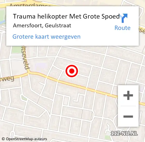 Locatie op kaart van de 112 melding: Trauma helikopter Met Grote Spoed Naar Amersfoort, Geulstraat op 22 juli 2023 19:10